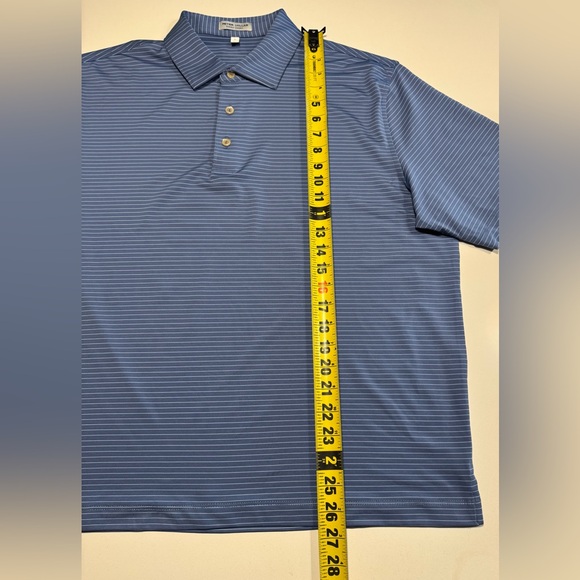 Peter Millar Shirt Mens Blue Summer Comfort Short Sleeve Polo Striped Size Large - Picture 7 of 7